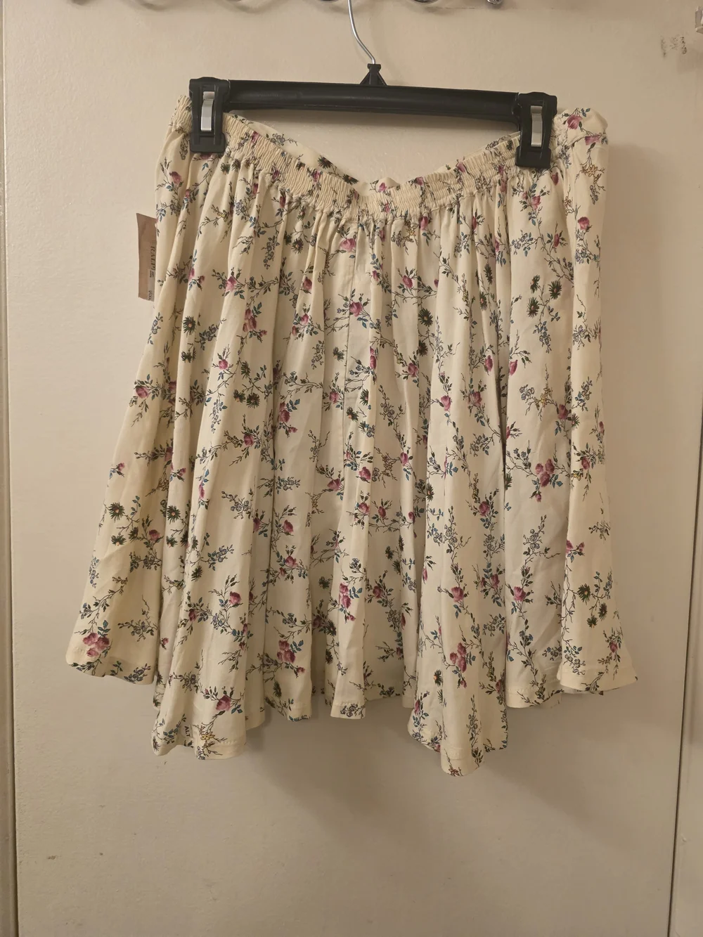 Ralph Lauren Cream Floral A-Line Skirt with Pink & Green Accents